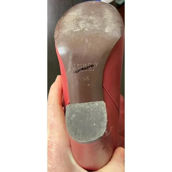 J. Crew Unique Retro Vintage Grandmacore Brick Red Leather Heeled Tassel Boots - Picture 6 of 8